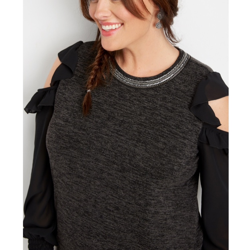 Maurices cold shoulder sequin top size 2
